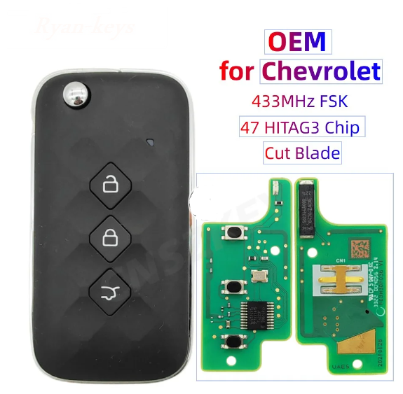 Oem Flip Remote Car Key Fob For Chevrolet Aveo Mhz Fsk Id Hitag