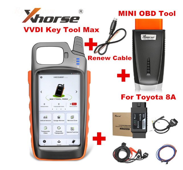 VVDI Key Tool Max + MINI OBD Tool + Toyota 8A All Keys Lost Adapter ...